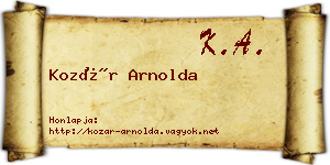Kozár Arnolda névjegykártya